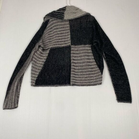 CAbi Women's Wool Blend Cardigan Sweater  Open Collared Gray Black Long Sleeve L - Picture 3 of 11